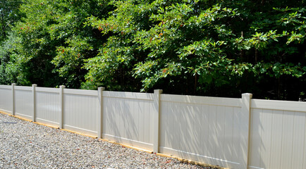 Beige fence in backyard