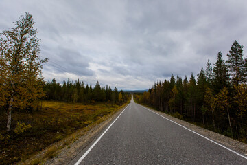 Autumn landscape in Muonio, Lapland, Northern Finland