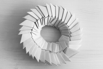 Origami ring. Abstract parametric object, top view