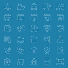 Linear icons set of logistics. Vector illustration