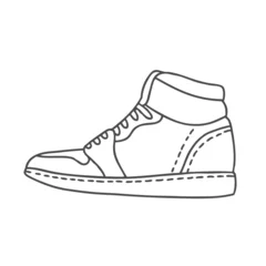 Fotobehang Stylish sneakers vector drawing black and white. funny dood l with sneakers © Мария Пестова