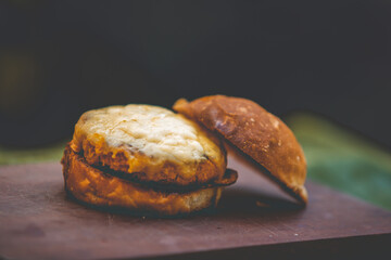 Hamburgers and fries handmade burgers