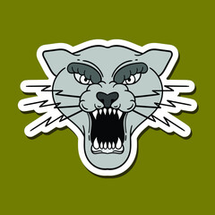 hand drawn black panther doodle illustration for stickers etc