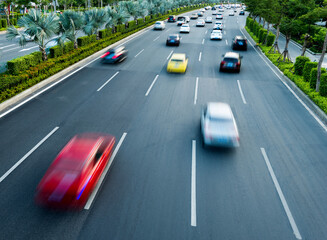 Traffic with motion blur on the street road