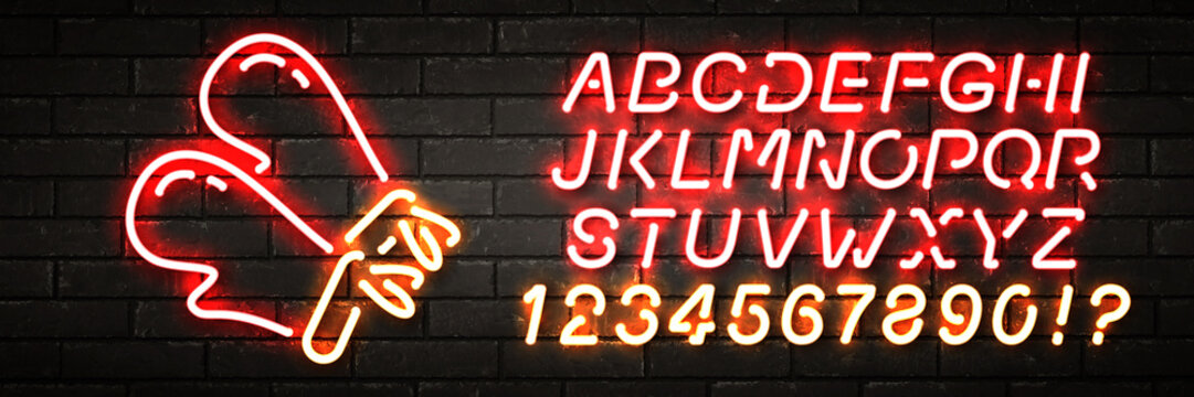 Vector realistic isolated neon sign of Boxing logo with easy to change color alphabet font on the wall background.