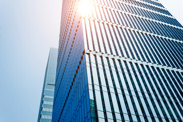 Low angle view of business skyscrapers in China