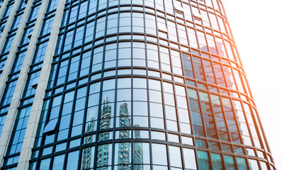 Obraz premium Low angle view of business skyscrapers in China