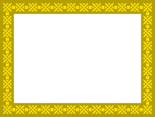 Vector white background with golden yellow border frame in classical style. Rectangular banner or label design
