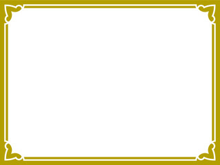 Vector white empty background with golden yellow border frame in classical style. Rectangular banner or label design