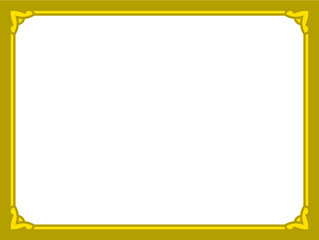 Vector white empty background with golden yellow border frame in classical style. Rectangular banner or label design