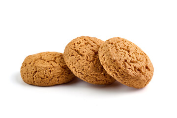 Crispy Oat Cookies, isolated on white background.