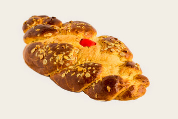 Traditional Turkish,Istanbul Fragrant Easter Bread,Paskalya Coregi with red colored Easter Egg in.