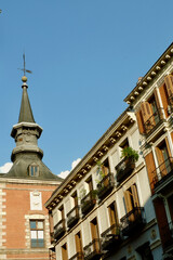 Fototapeta na wymiar Vintage classical houses in the historical center of Madrid, Spain, Europe