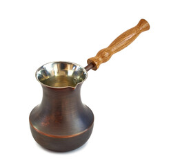Turkish coffee pot made of copper with a handle