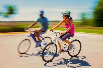 Obraz premium African American couple enjoying healthy outdoor bike ride