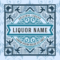 Whiskey label with old frames