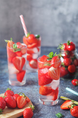 Fresh strawberry drink with ice