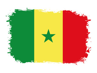 flag of Senegal on brush painted grunge banner - vector illustration