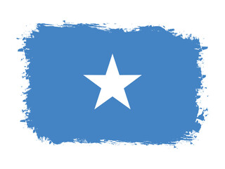 flag of Somalia on brush painted grunge banner - vector illustration