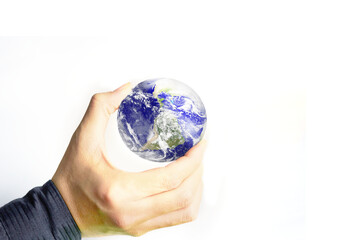 hand hold earth for ecology protection