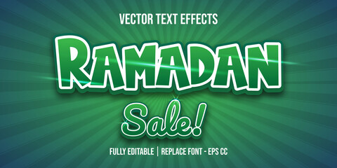 Ramanan sale! fully editable vector text effects with glossy green color effects