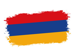 flag of Armenia on brush painted grunge banner - vector illustration
