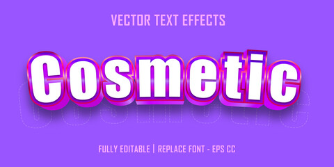 Cosmetics vector text effects with glossy color fully editable