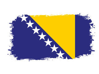 flag of Bosnia and Herzegovina on brush painted grunge banner - vector illustration