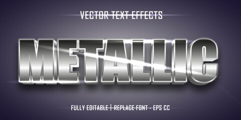 Metallic vector text effects with glossy silver gradient effects