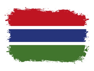 flag of Gambia on brush painted grunge banner - vector illustration