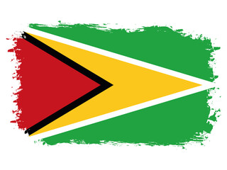 flag of Guyana on brush painted grunge banner - vector illustration