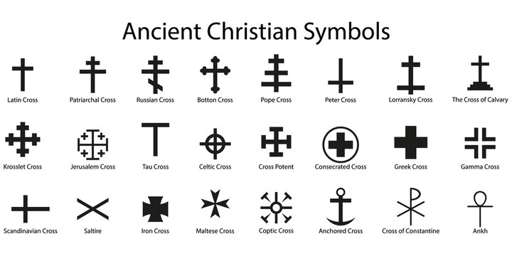 Ancient Christian Symbols. Vector illustration.