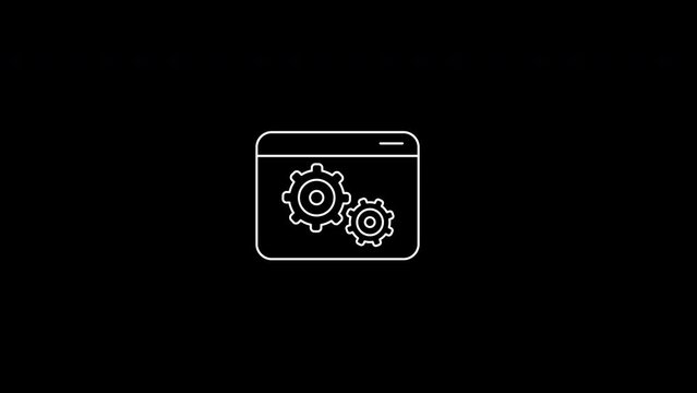 line web browser icon with gears animation.4K video animation.