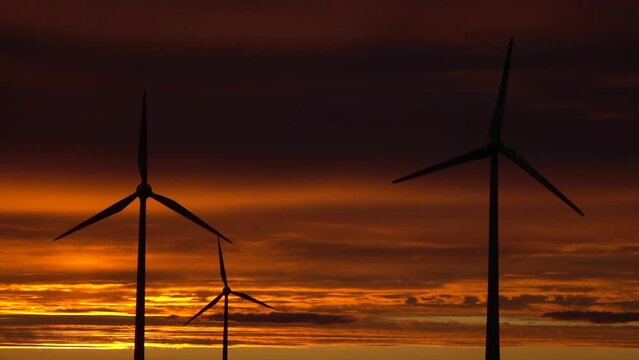 Windkraftanlagen am Abend
