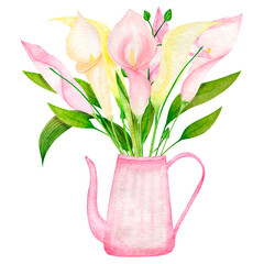 Watercolor clipart release arrangements calla lilies leaves hand drawn