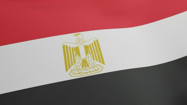 National flag of Egypt waving original size and colors 3D Render, Arab Republic of Egypt flag textile, coat of arms Egypt independence day, Eagle of Saladin