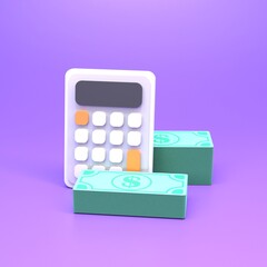 Growth calculator and graph. The concept of growth of assets and investments. 3d render.