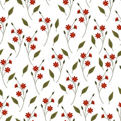 seamless pattern with red flowers