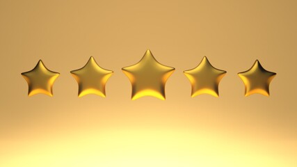 3d rendering of the five star symbol in the form of a ladder. Best rating, best ranking, best service, goal, success concept. Minimalist style. 3d illustration