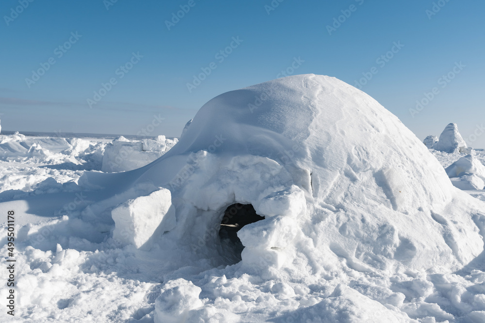 Wall mural Real snow igloo house in the winter.	
