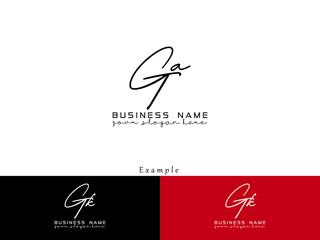 Alphabet GA Logo Design, Initials Ga ag Signature Logo Design For modern beauty and fashion business - obrazy, fototapety, plakaty