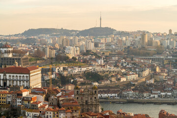 Portugal, Porto, Aerial view of city and Douro river
