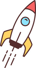 Rocket Colored Line Art Illustartion