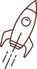 Rocket Monochrome Line Art Illustartion © Good Studio