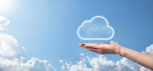 Cloud computing concept,cloud for transfer data.Cloud computing, big data center, future...