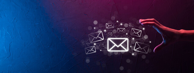 Email marketing and newsletter concept.Contact us by newsletter email and protect your personal information from spam mail concept.Scheme of direct sales in business. List of clients for mailing.