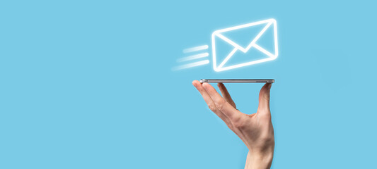 Email marketing and newsletter concept.Contact us by newsletter email and protect your personal...