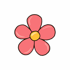 Hand drawn summer flower. Minimalist drawing. Simple vector flower icon.