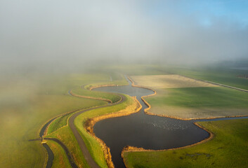 aerial view, weather, sea, mist