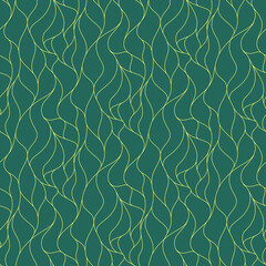 Wave jade golden line seamless pattern vector illustration. Geometric outline wavy Chinese style background
